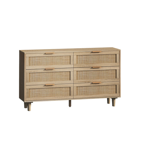 Natural Rattan Storage Cabinet with 6 Drawers, 51.18'