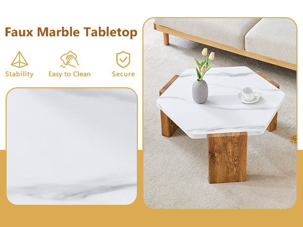 31-Inch Modern-Style Hexagonal Coffee Table
