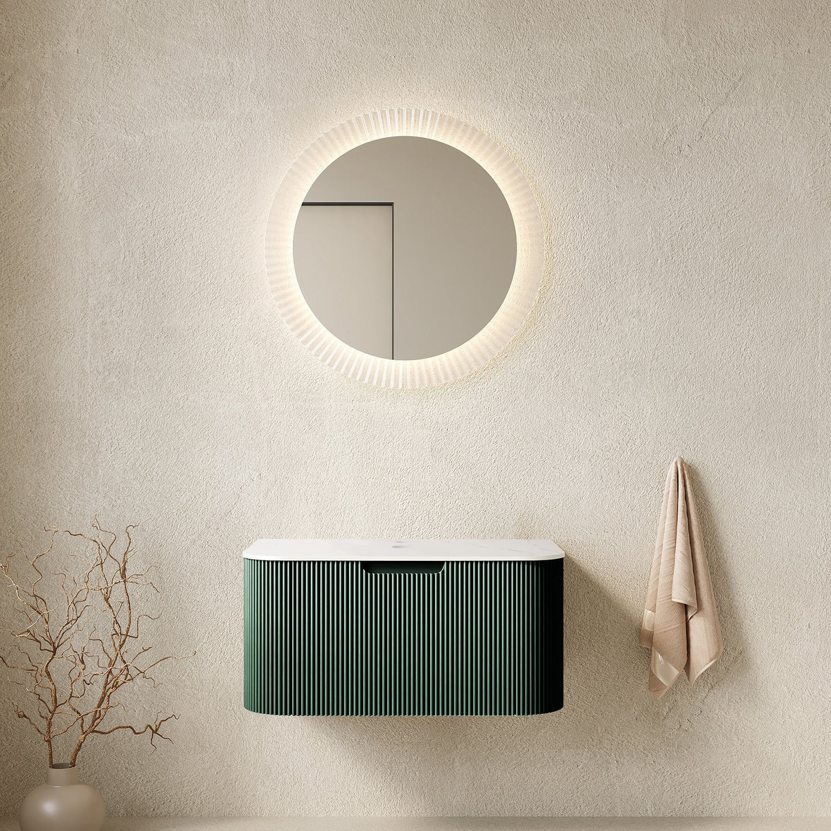 DINA 30" Wall Mounted Plywood Cabinet with Carrara