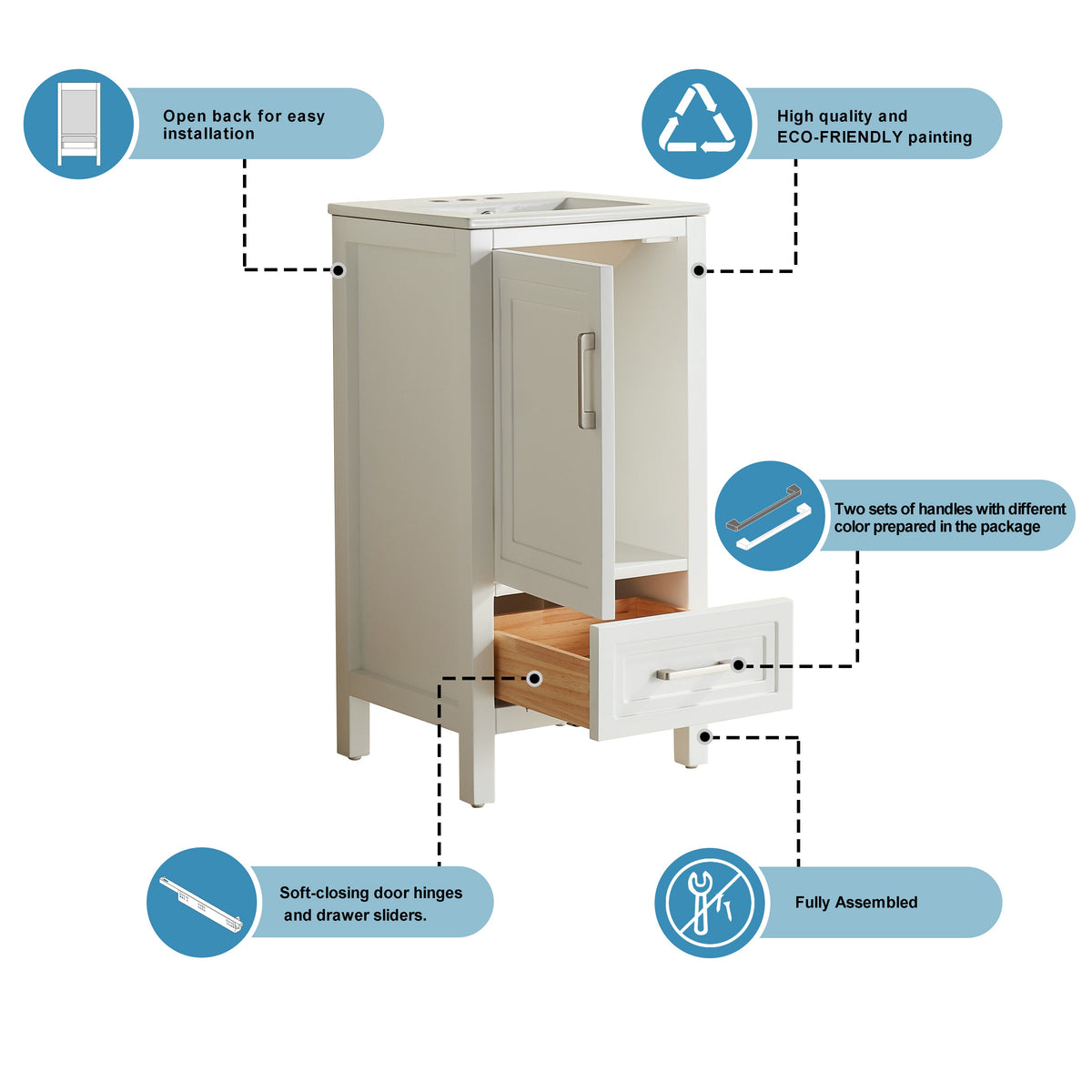 Fully Assembled 18'' Bathroom Vanity