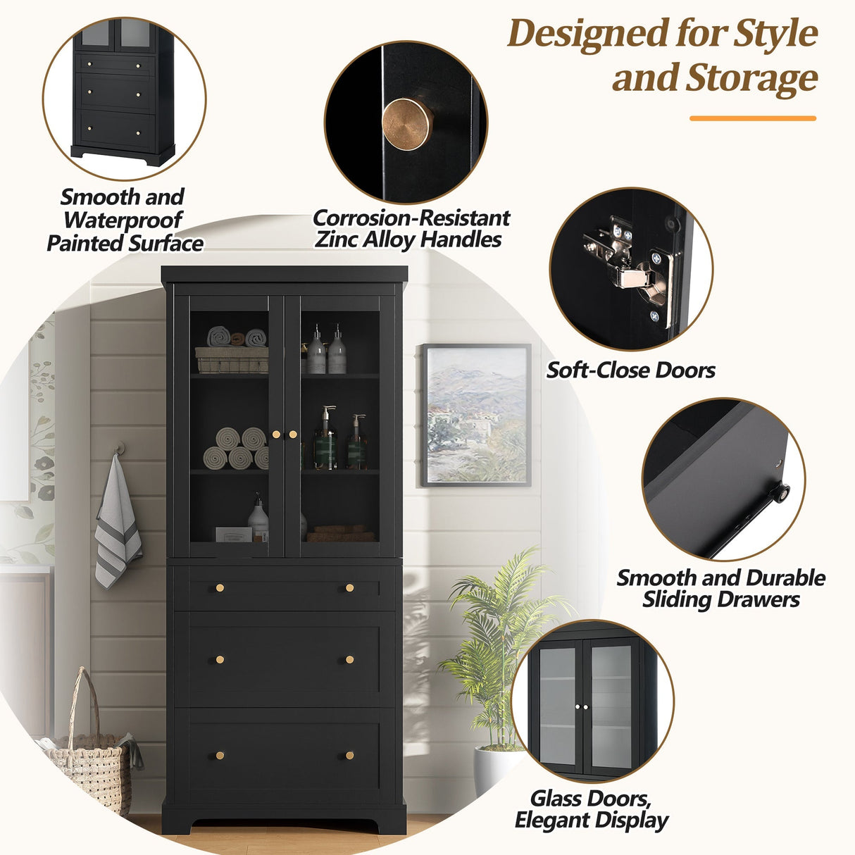 Modern Freestanding Tall Bathroom Cabinet