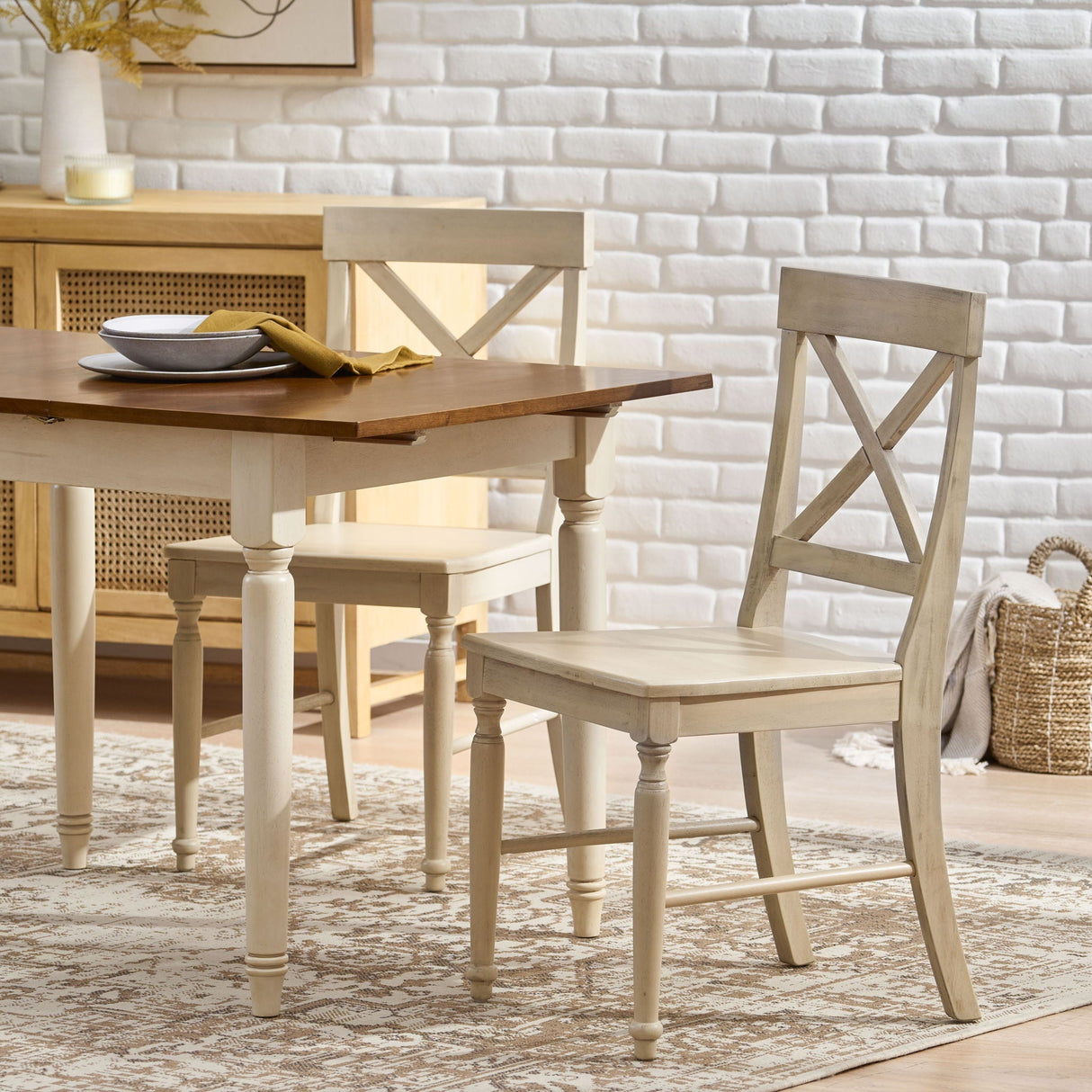 Dining Chair With X Shaped Back (Set of 2)