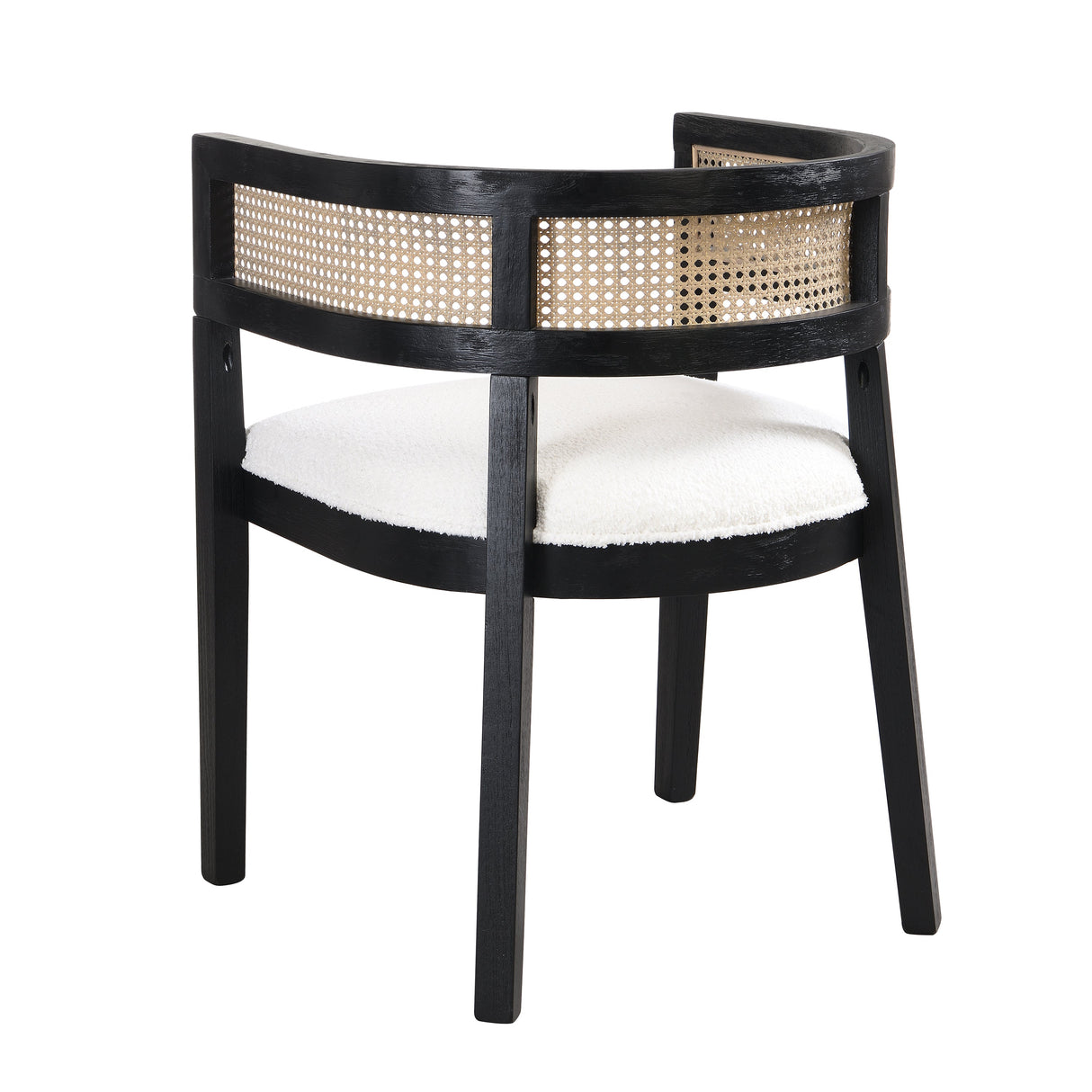 Barrel Dining Chair with Rattan Back, Set of 2