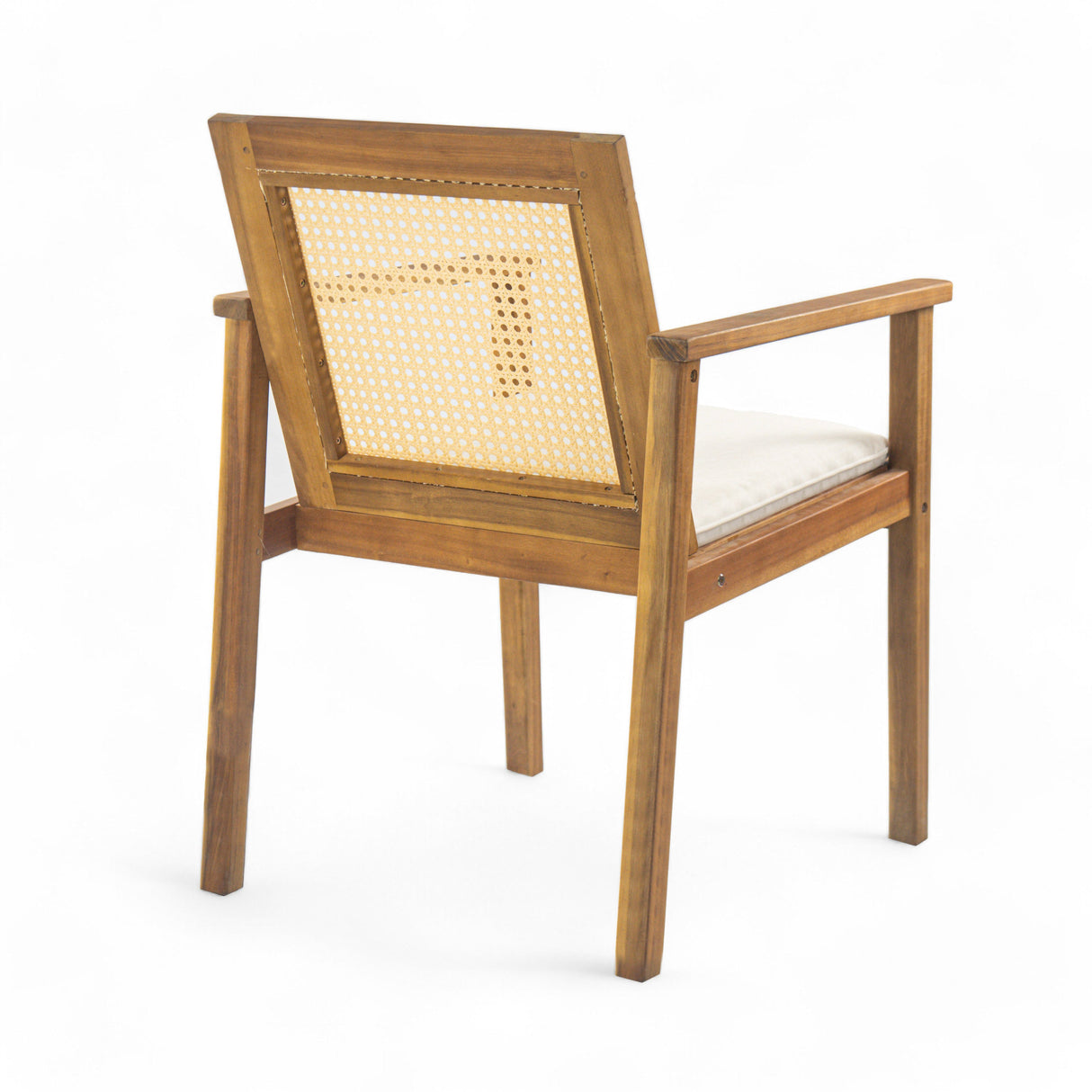 Preston Outdoor Patio 7-Piece Dining Set with Acacia Wood Chairs and Beige Cushions
