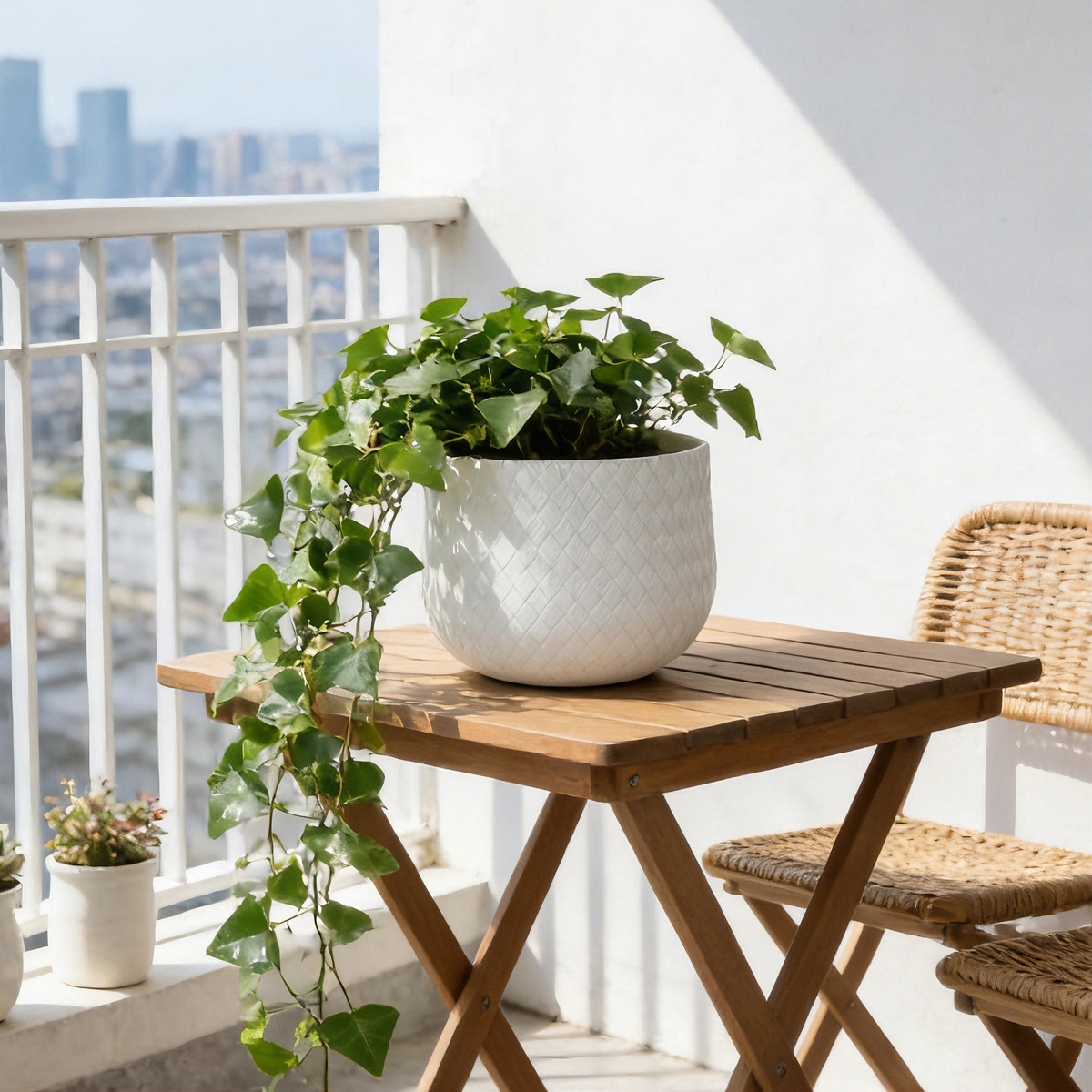 Assorted Sizes Magnesium Oxide Round Planter Set of 3 with Drainage Holes - Natural