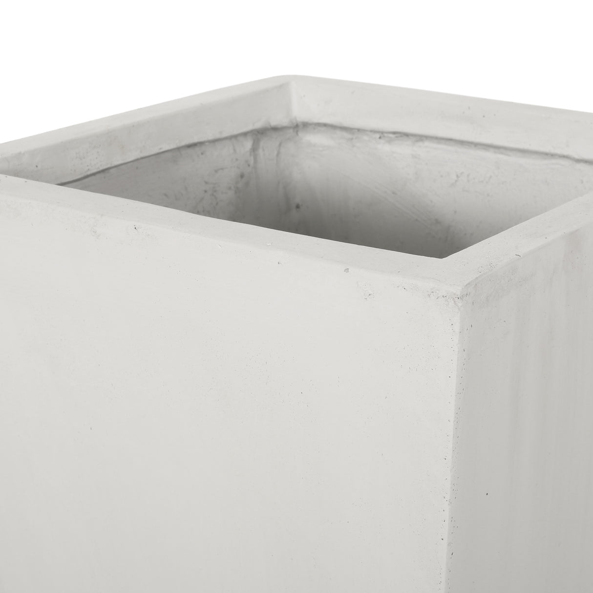 28.5" outdoor modern tapered cast stone planter, white