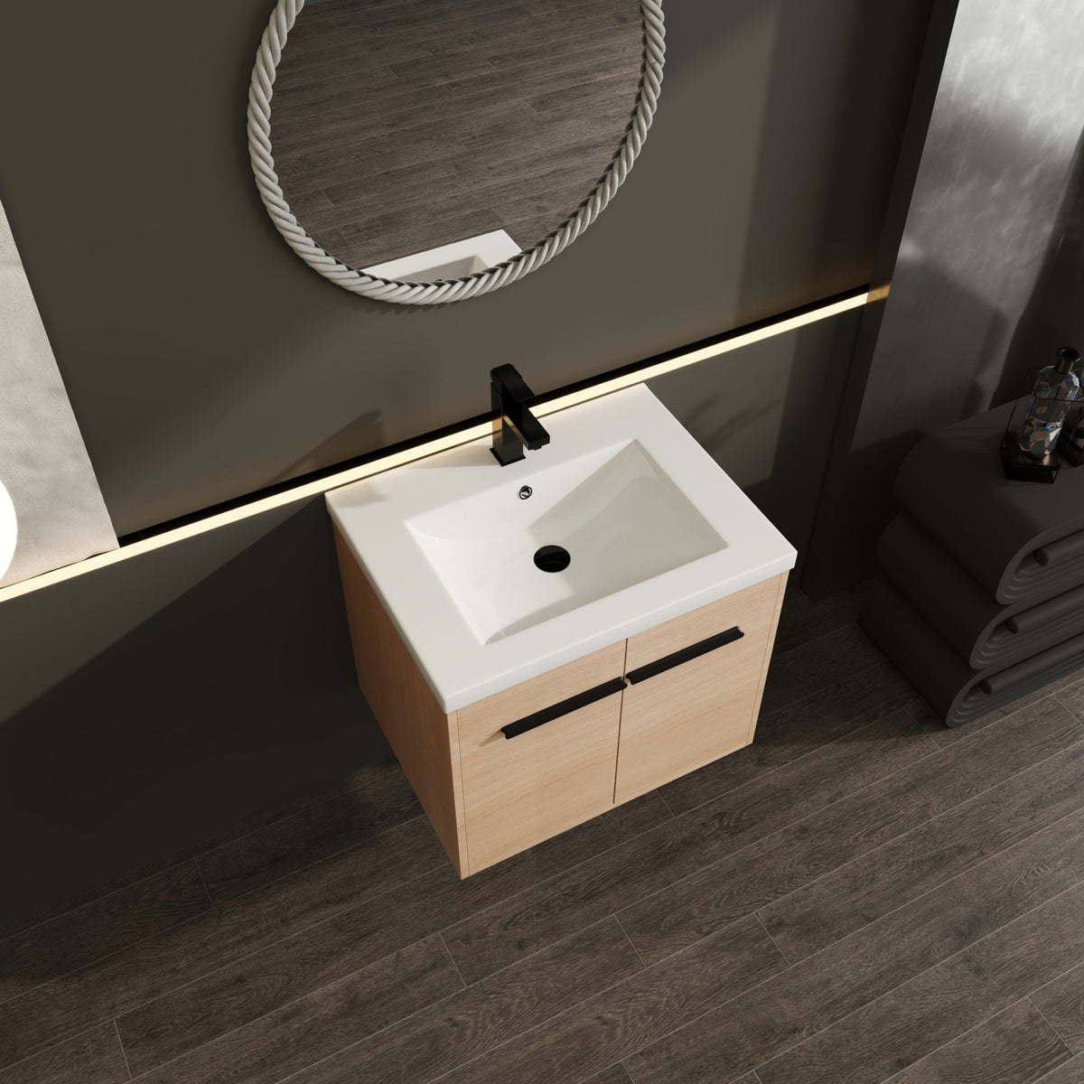 Bathroom Vanity Set With Resin Countertop Sink, 2 Doors