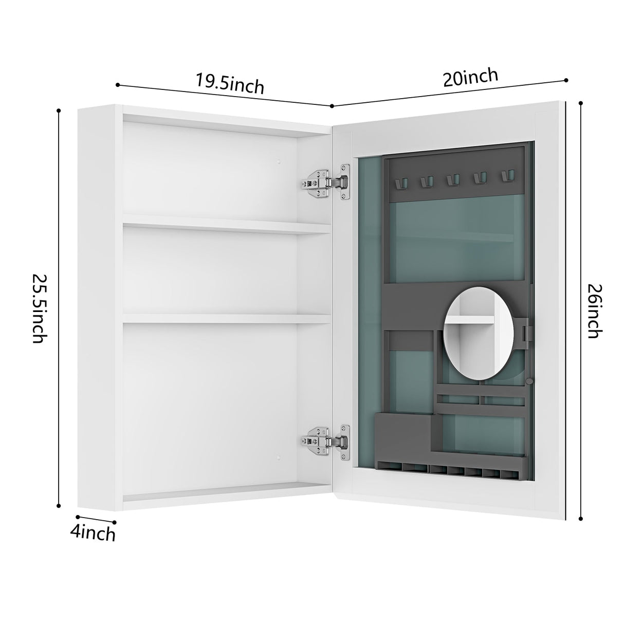 20'' W x 26'' H Frameless Mirror Medicine Cabinet
