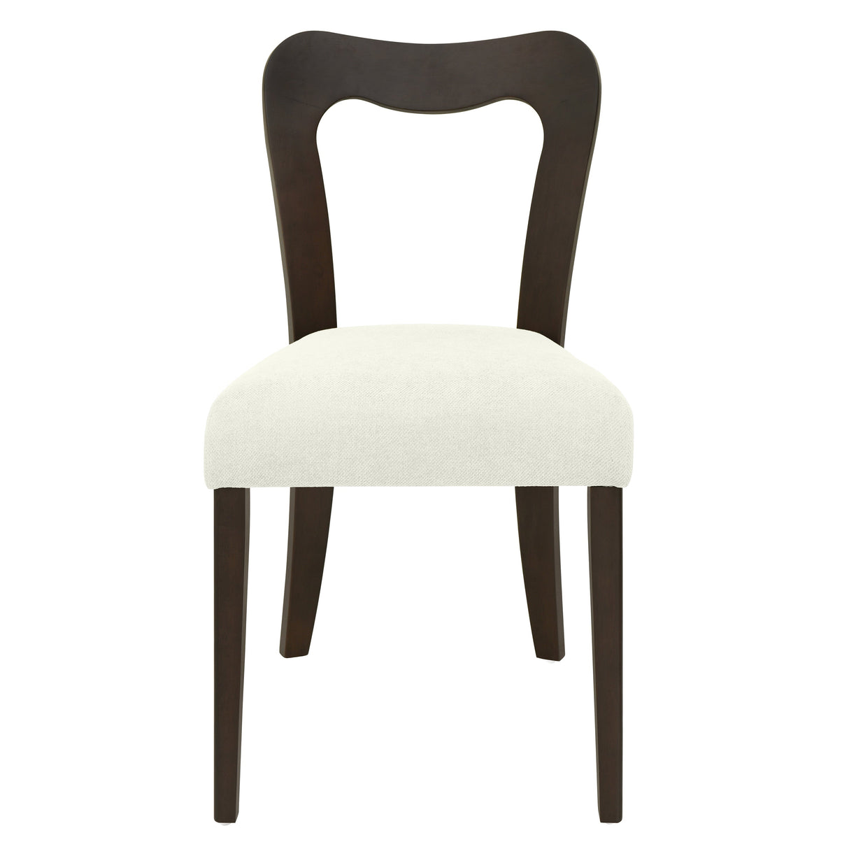 Dining Chair Without Arm Set of 2 (Dark Brown + Beige)