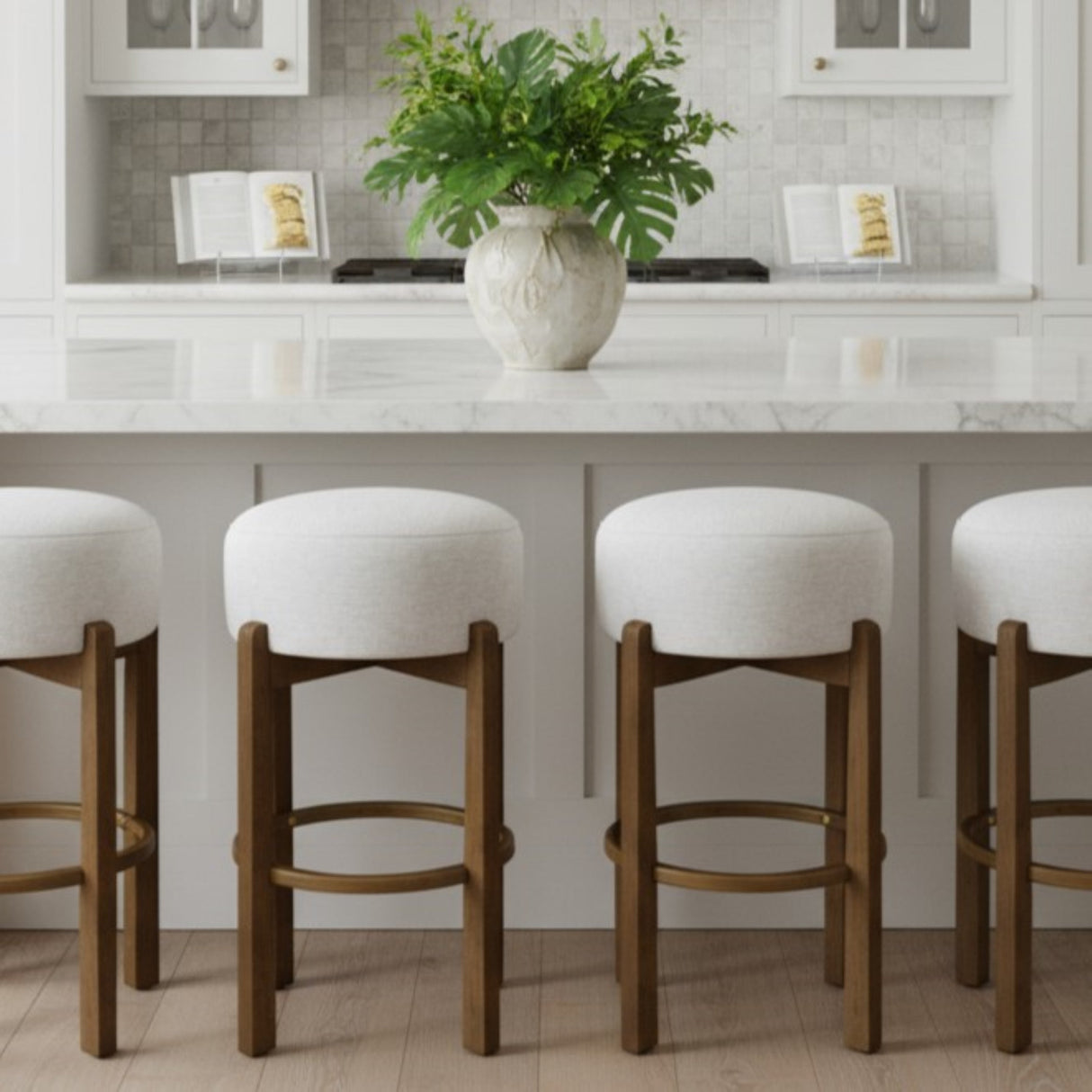 Vera Indoor Wooden Upholstered Barstool - Dark