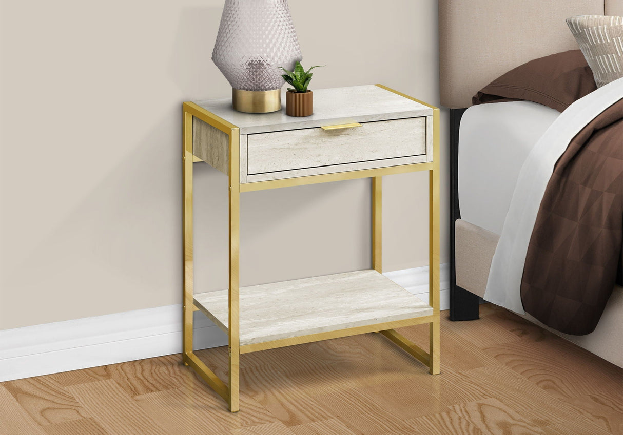 Accent Side Table With Storage Drawer And Spacious Tabletop