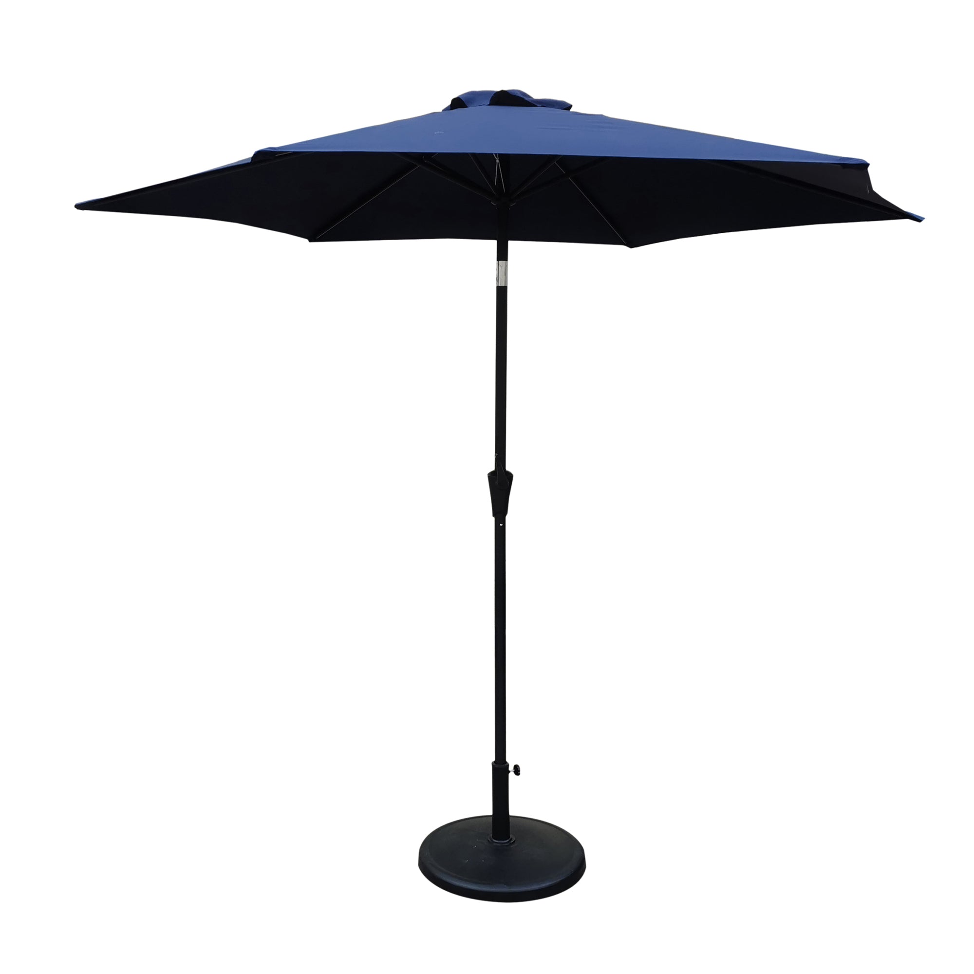 8.8-feet-Outdoor-Aluminum-Patio-Umbrella,-with-42-pounds-Round-Resin-Umbrella-Base,-Push-Button-Tilt-and-Crank-lift,-Navy-Blue-