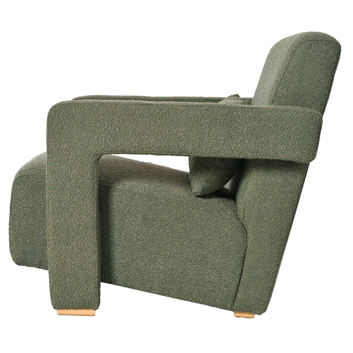 Upholstered Accent Chair with Wood Legs and Open Arms
