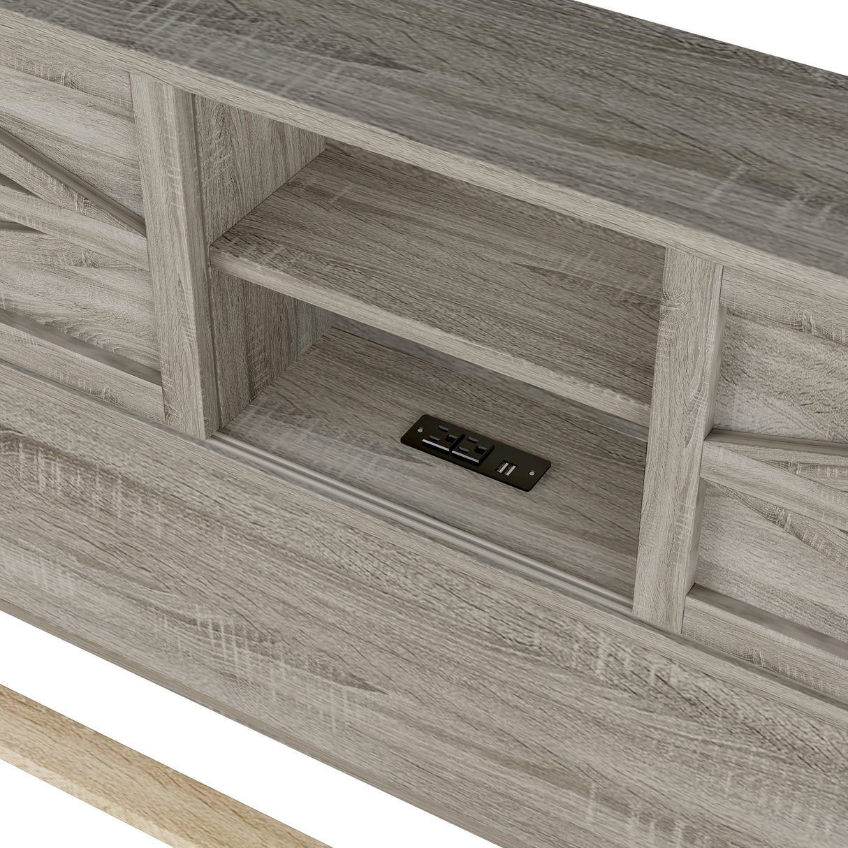 3-Pieces Bedroom Set Queen Size Farmhouse Platform Bed with Storage Headboard and Charging Station