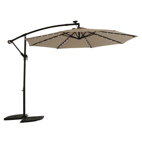 10ft-Solar-LED-Offset-Hanging-Market-Patio-Umbrella-(Khaki)-Umbrellas-&-Sunshades