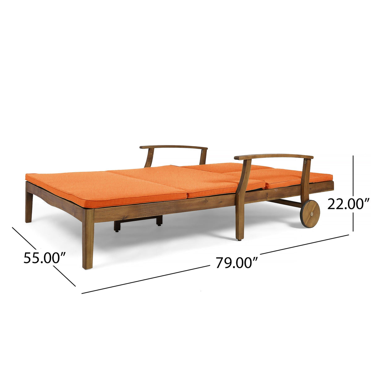 Etherealize - Outdoor Adjustable Double Chaise Lounge With Water Resistant Cushions
