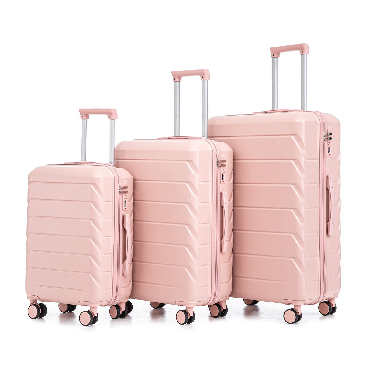 Set of 3 ABS Spinner Wheel Luggage - Pink