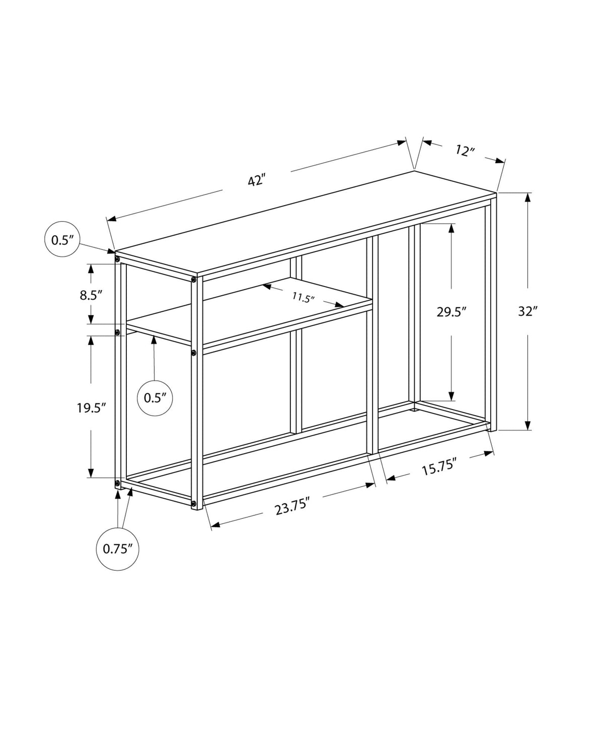 Accent Console Table For Entryway, Contemporary & Convenient Design - Gray