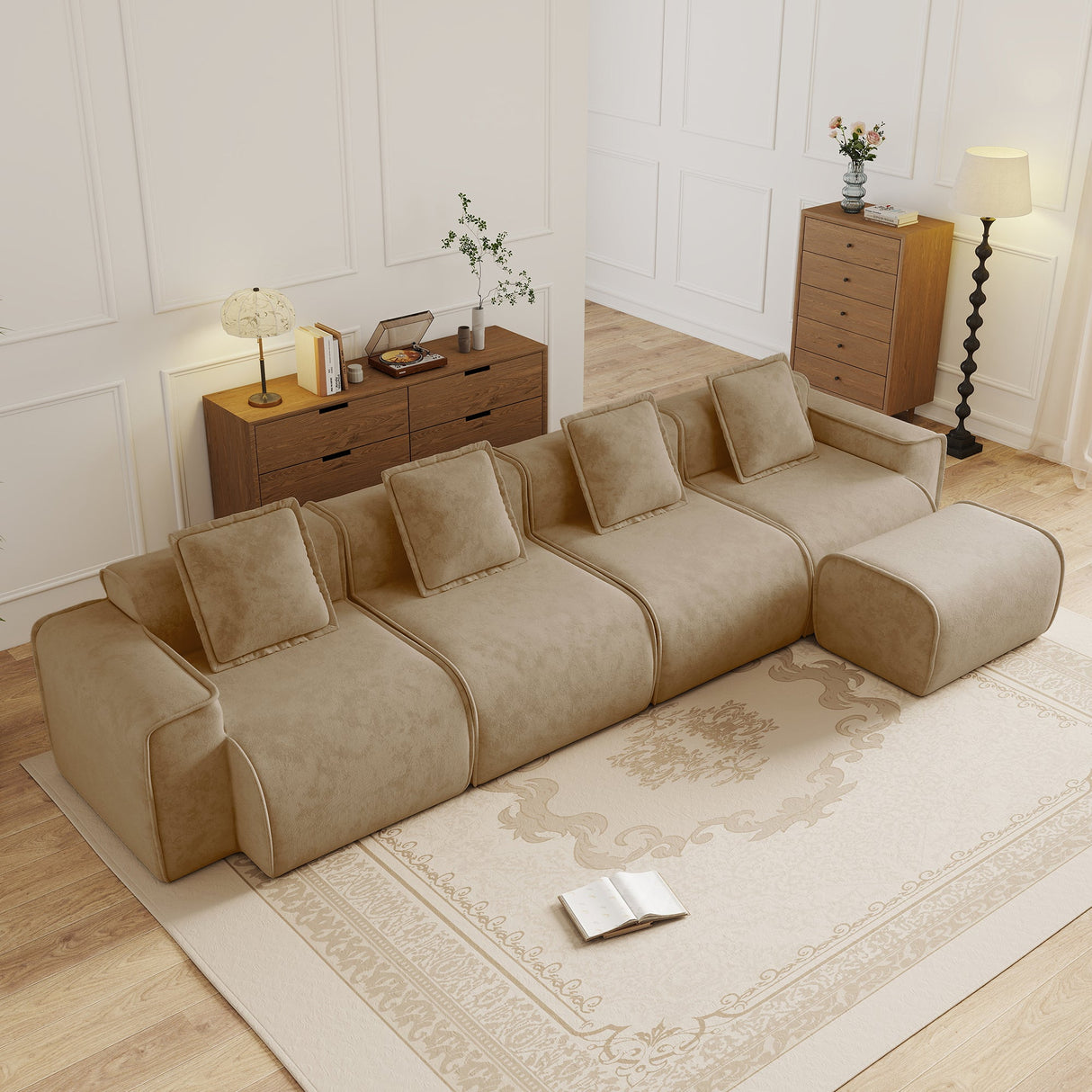 Streamlined Design Modular 4 Seat L Shape Sectional Sofa