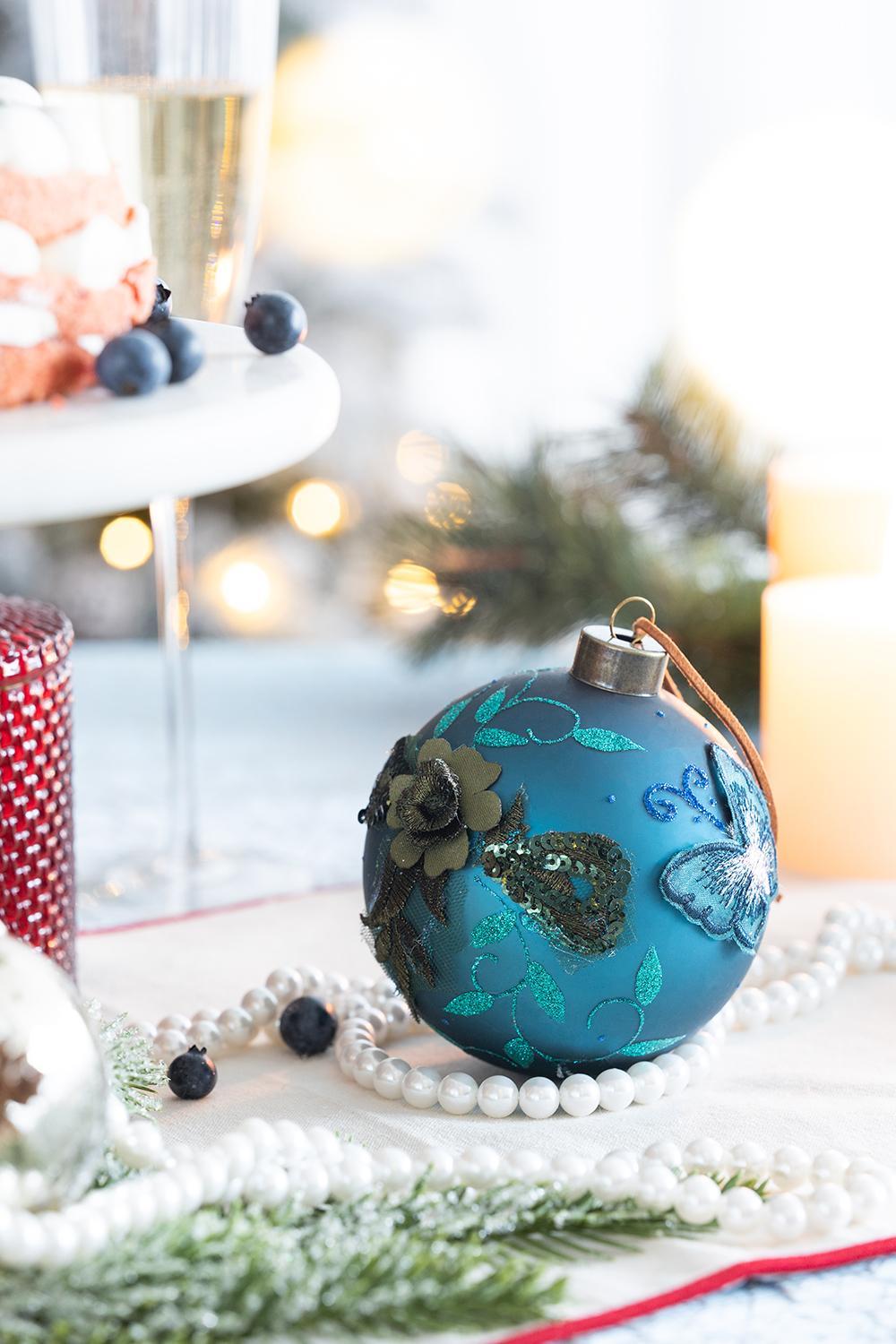 Christmas Ball Ornaments Glass Decorative Hanging Balls Light Blue