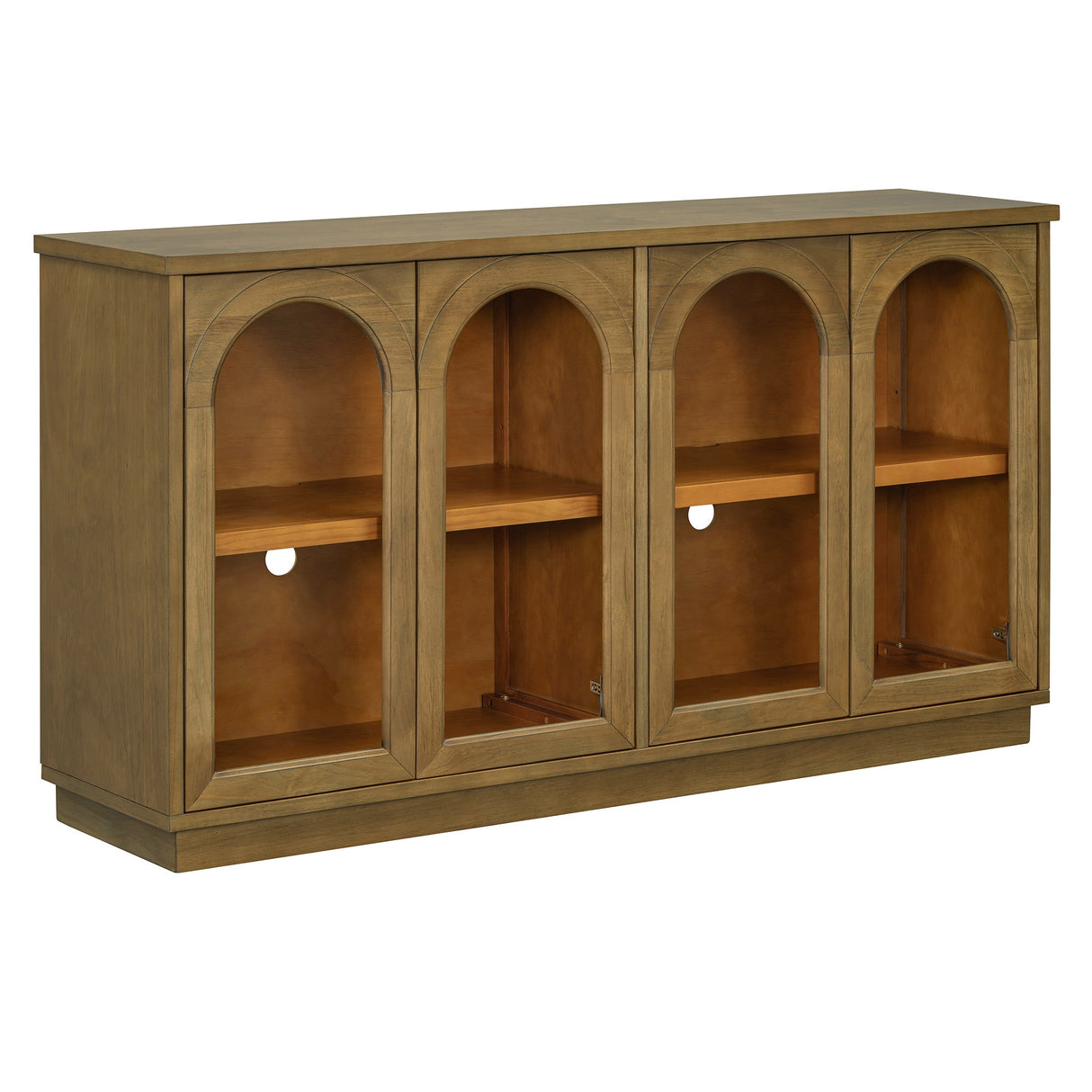 Arched Storage Cabinet with Glass Doors