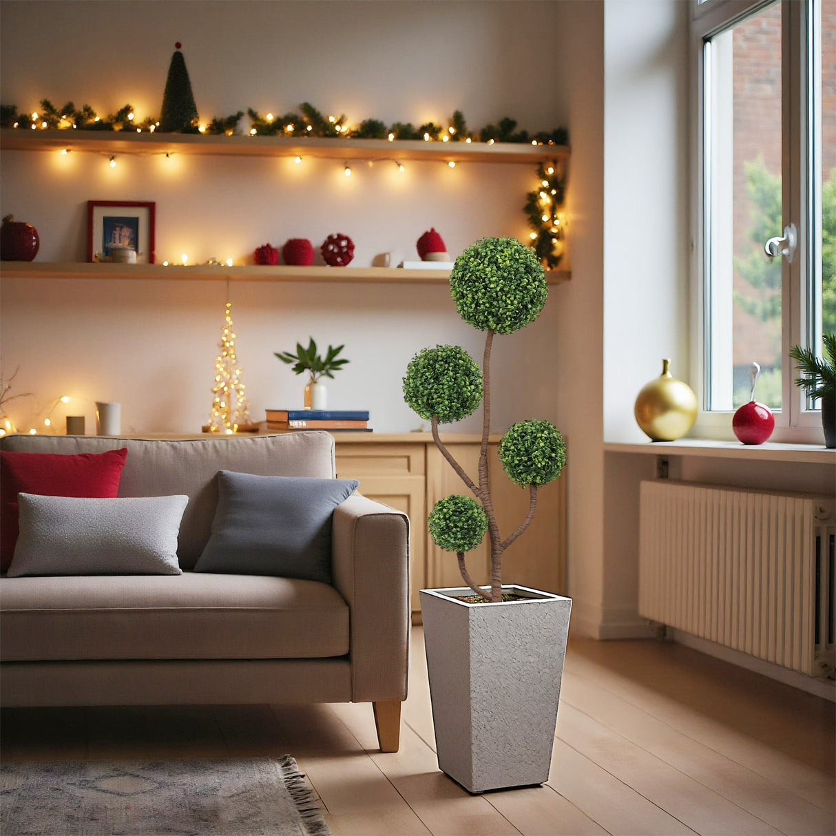 4FT Tall Artificial Boxwood Topiary Tree