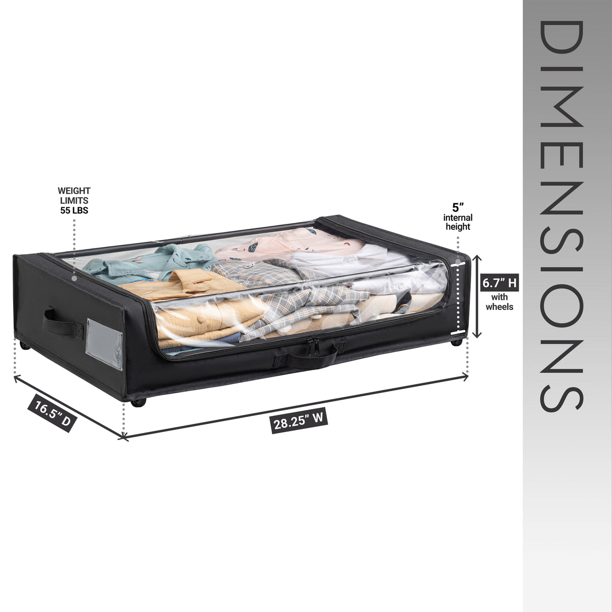Set of 2 Under-Bed Rolling Storage Containers
