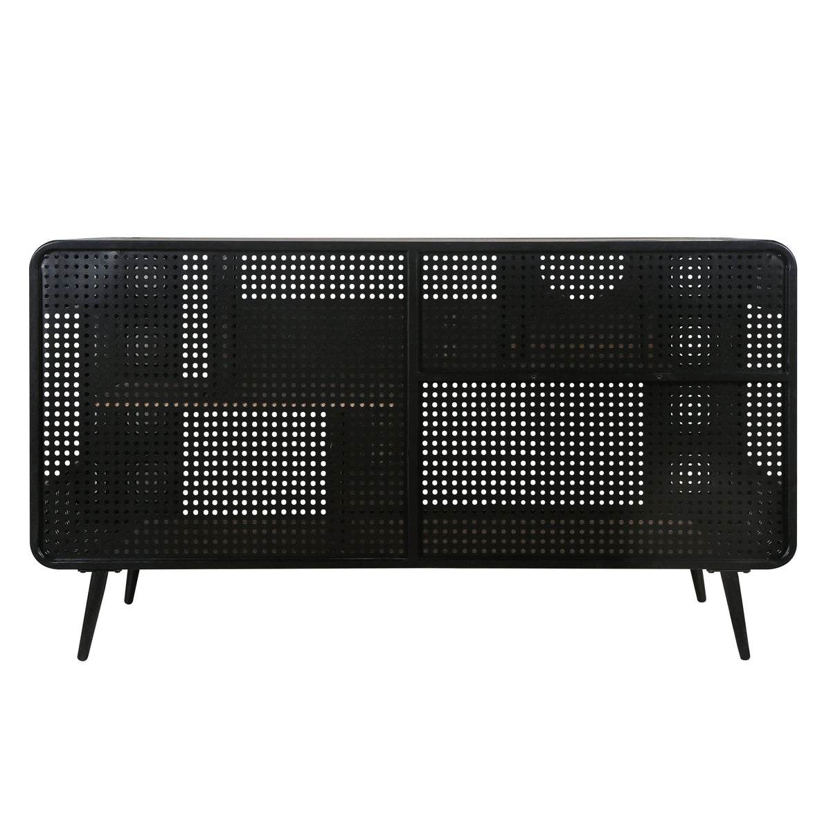 Modern Spacious Cat House with Fir Wood and Iron Frame - Black & Brown