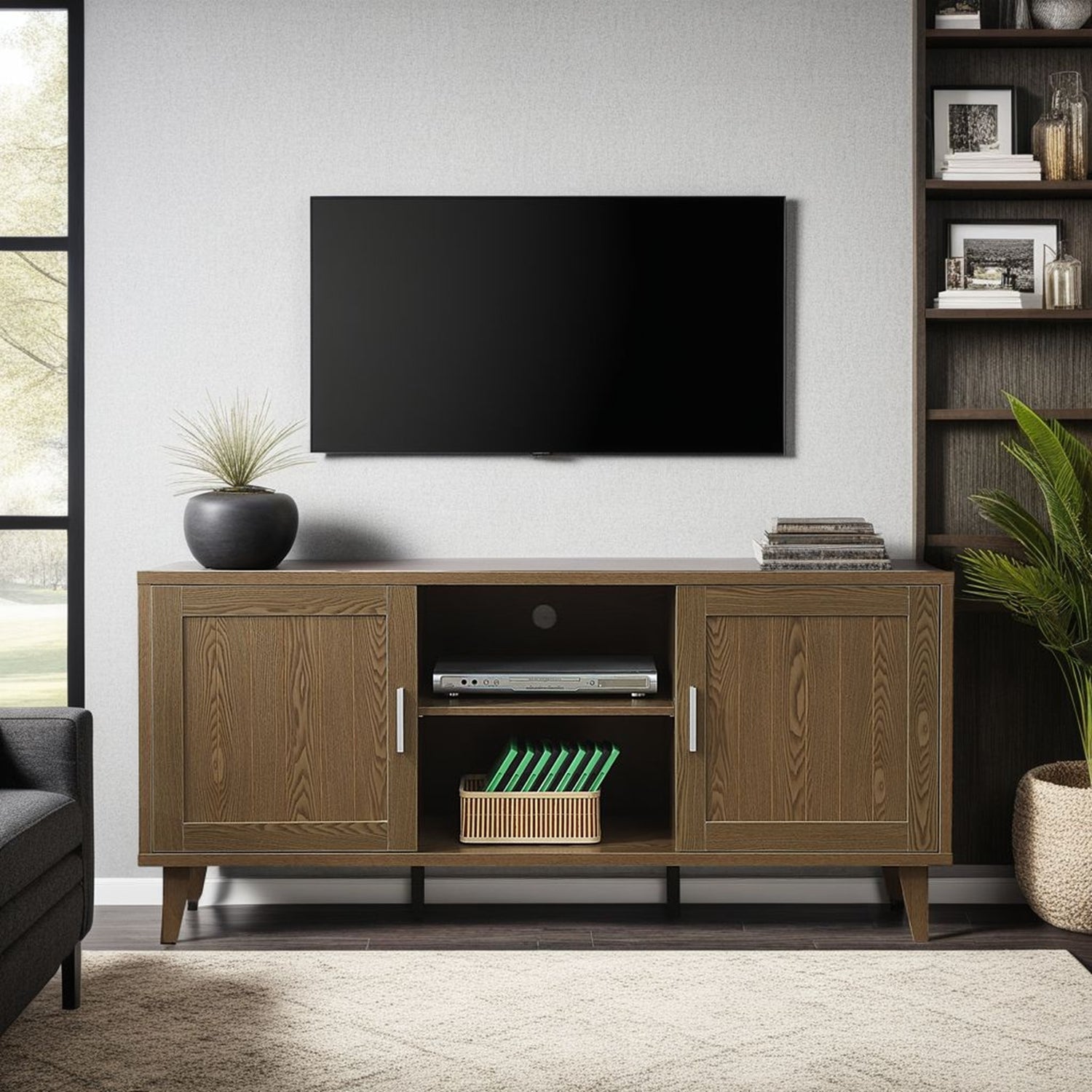 Modern-60-Inch-TV-Stand-for-TVs-up-to-65-inches,-Classic-Walnut-Finish-Entertainment-Centers-&-TV-Stands