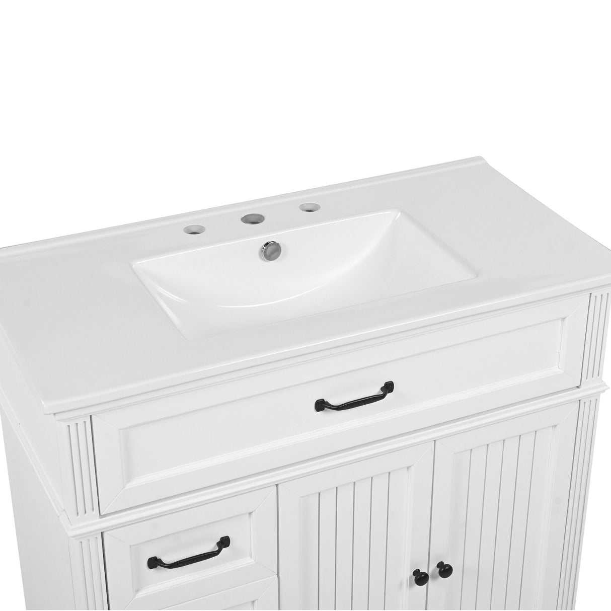 Bathroom Vanity With Sink, 2 Door Storage With Soft Closing Hinges - White