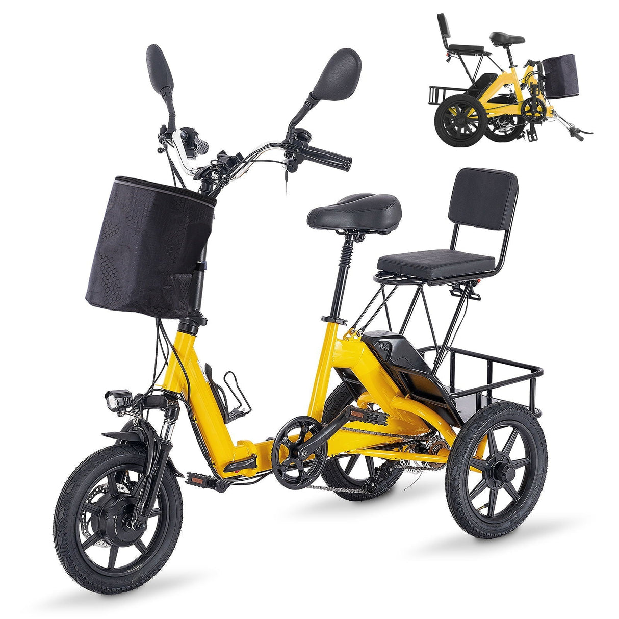 Folding Electric Trike with 350W Peak Motor and 480Wh Removable Battery