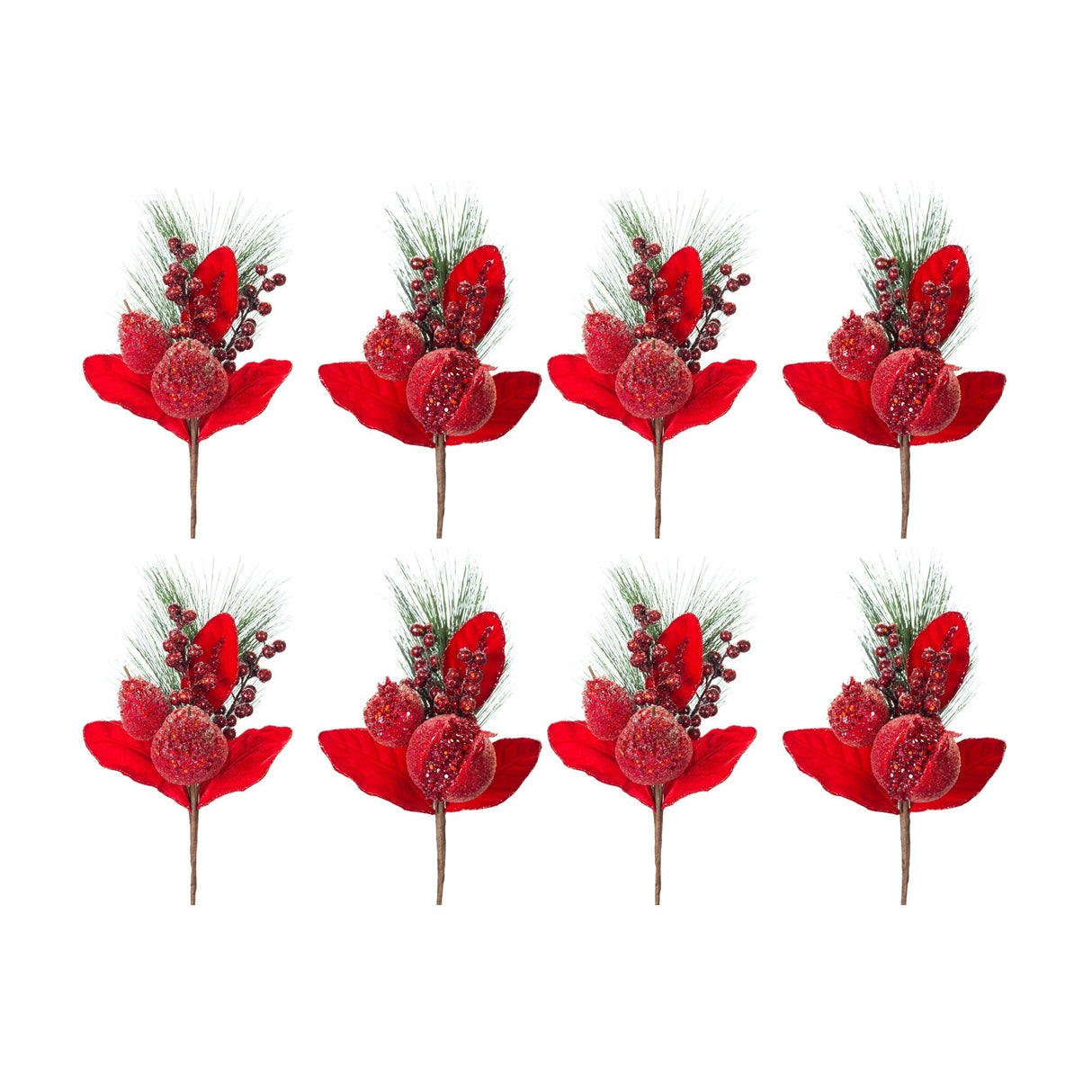 Beaded-Pomegranate-and-Pear-Pine-Pick-(Set-of-8)-Christmas-Decor