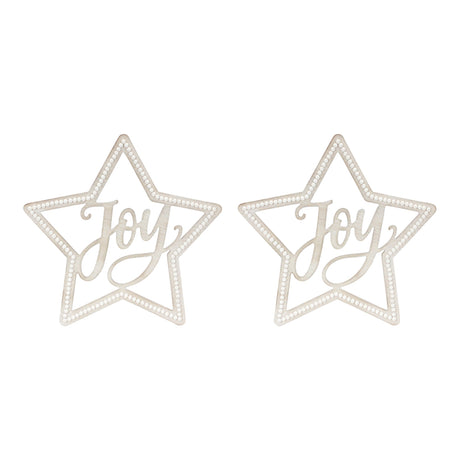 Beaded Wood Star with Joy Sentiment (Set of 2) - Tuesday Morning - Decorative Objects