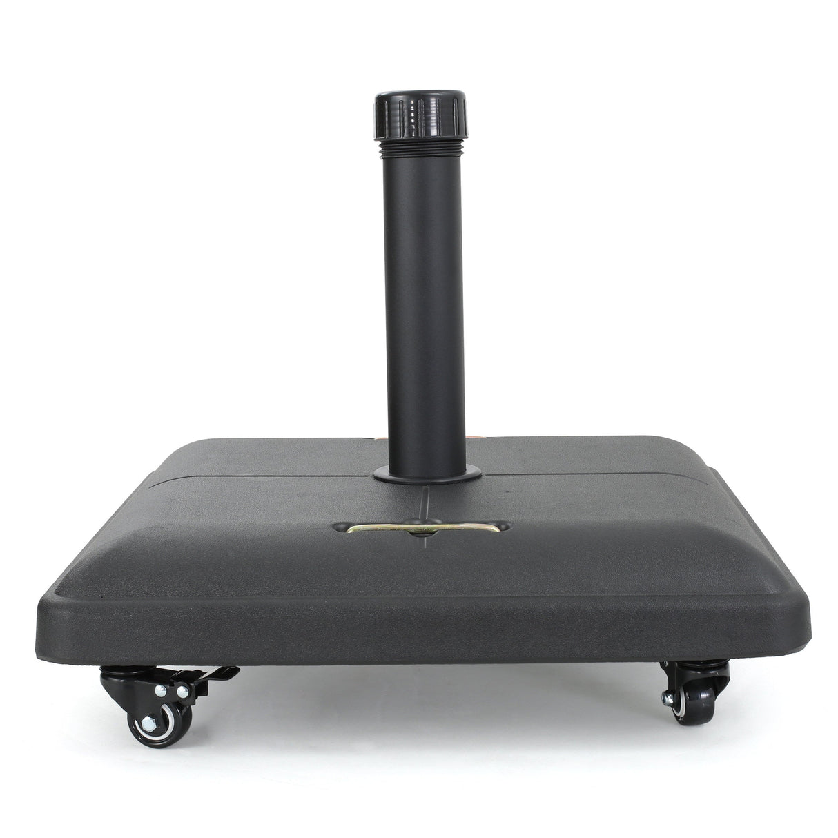 Modern Square Wheelie Umbrella Base Black Concrete 19.69 Inch
