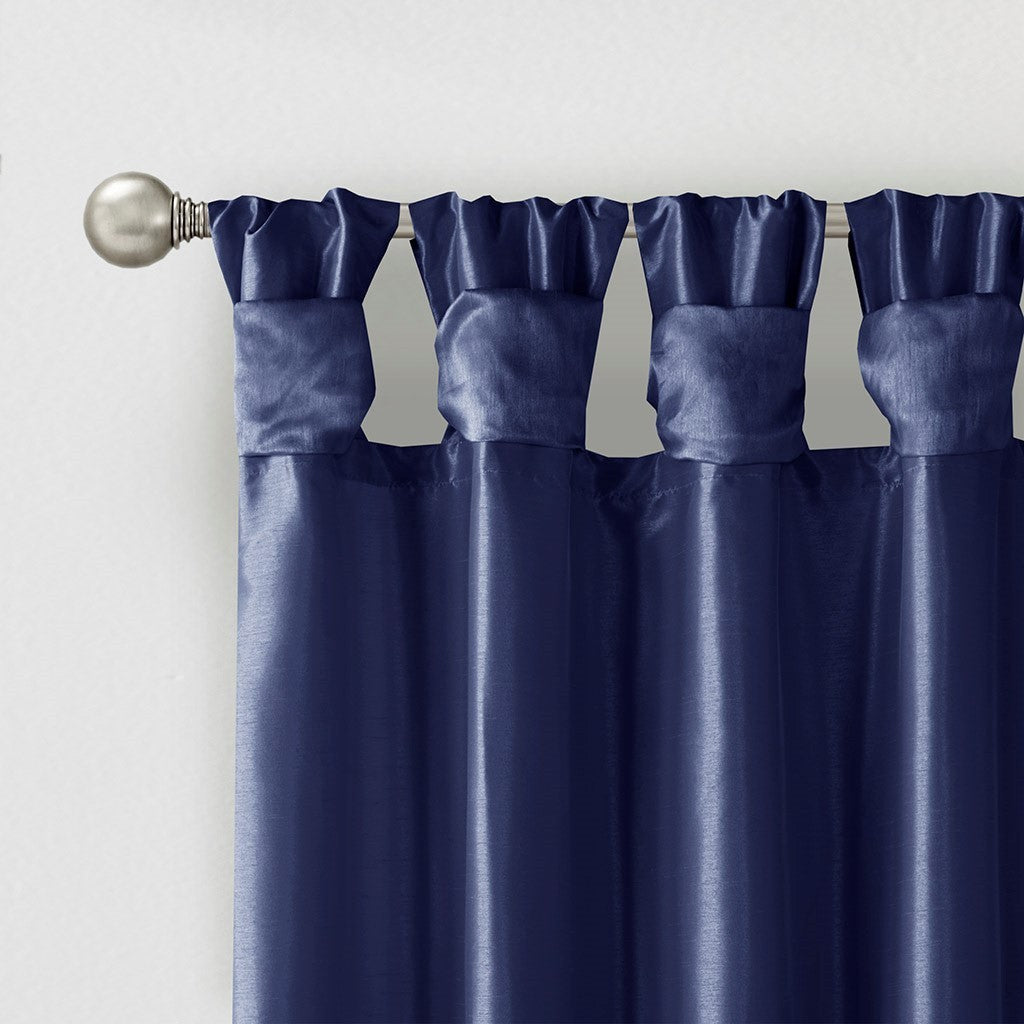 Twist tab lined window curtain panel navy 50x120"