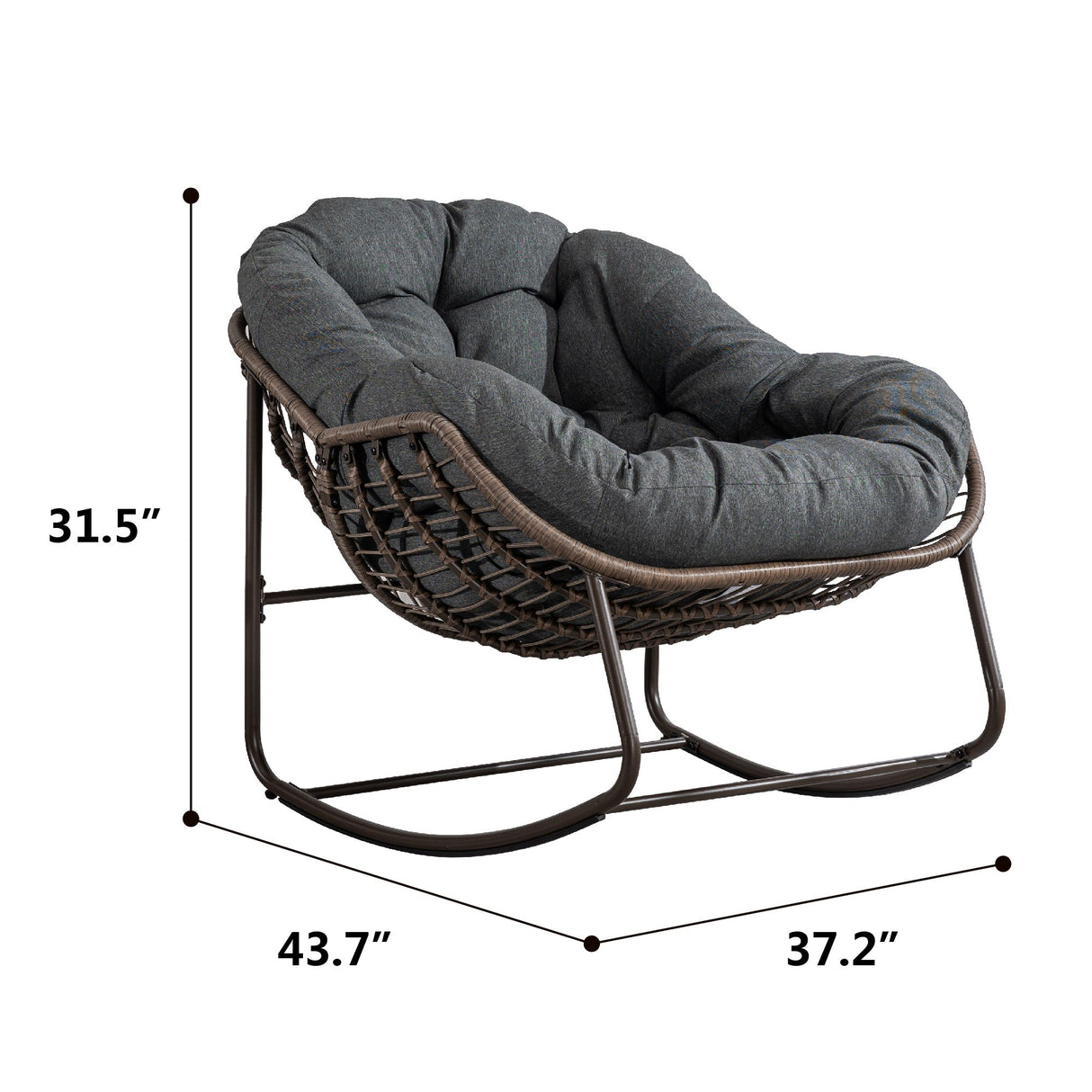 Outdoor Rattan Rocking Chair with Padded Cushion