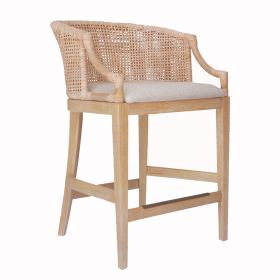 Broadenx 25" Counter Stool with Rattan Rounded Back and Recessed Arms