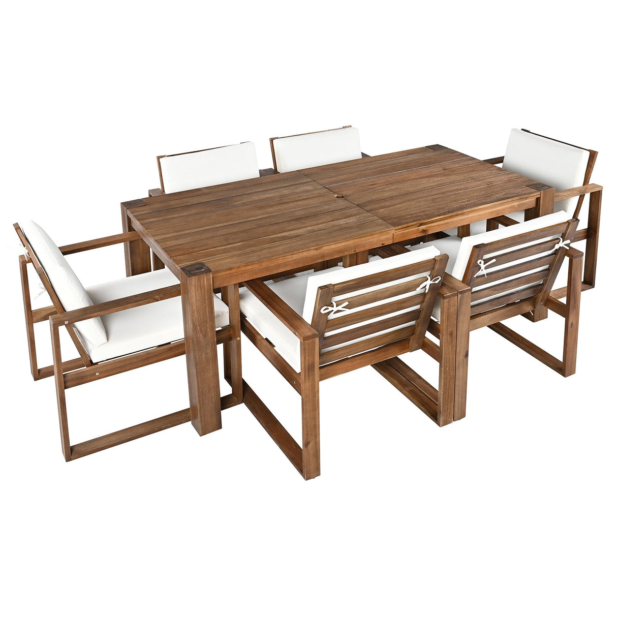 TREXM Patio Table and Chairs Set, 7-Piece Outdoor Dining Set for 6