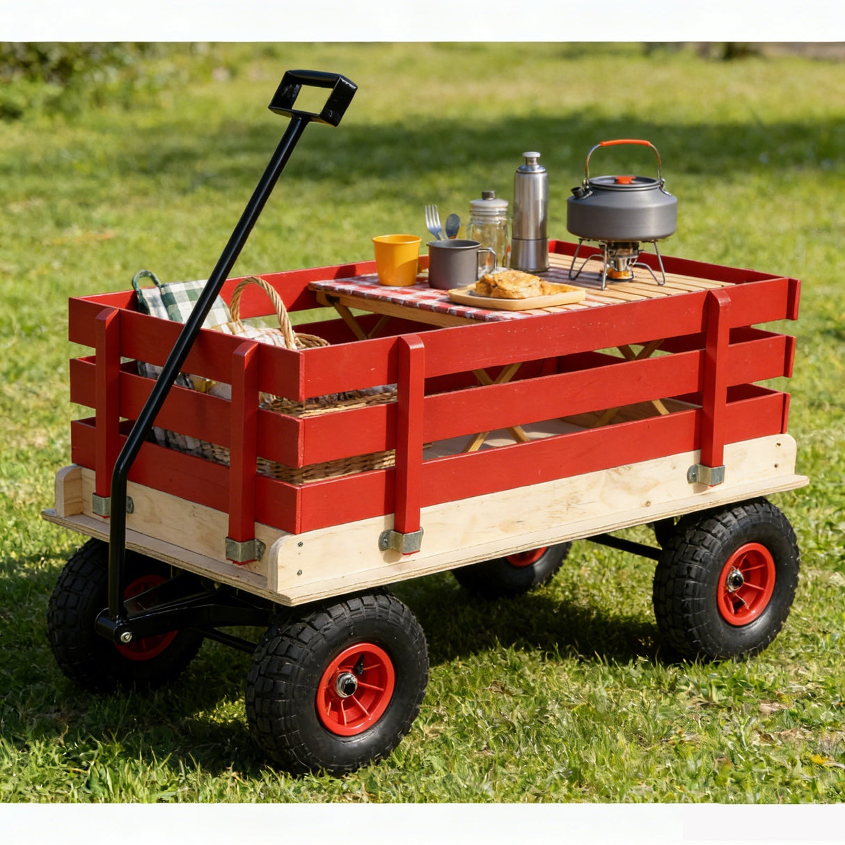 Children's and garden wooden carriagesall-terrain rubber inflatable wheelers