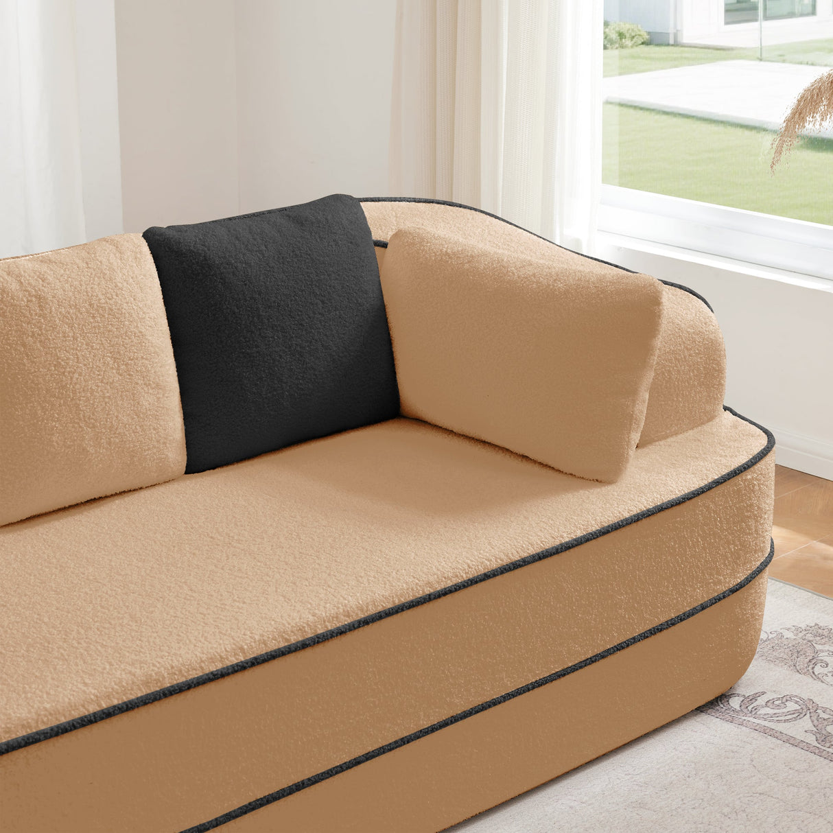 Elysees Left Chaise Sofa With Pillows Teddy Fabric - Camel