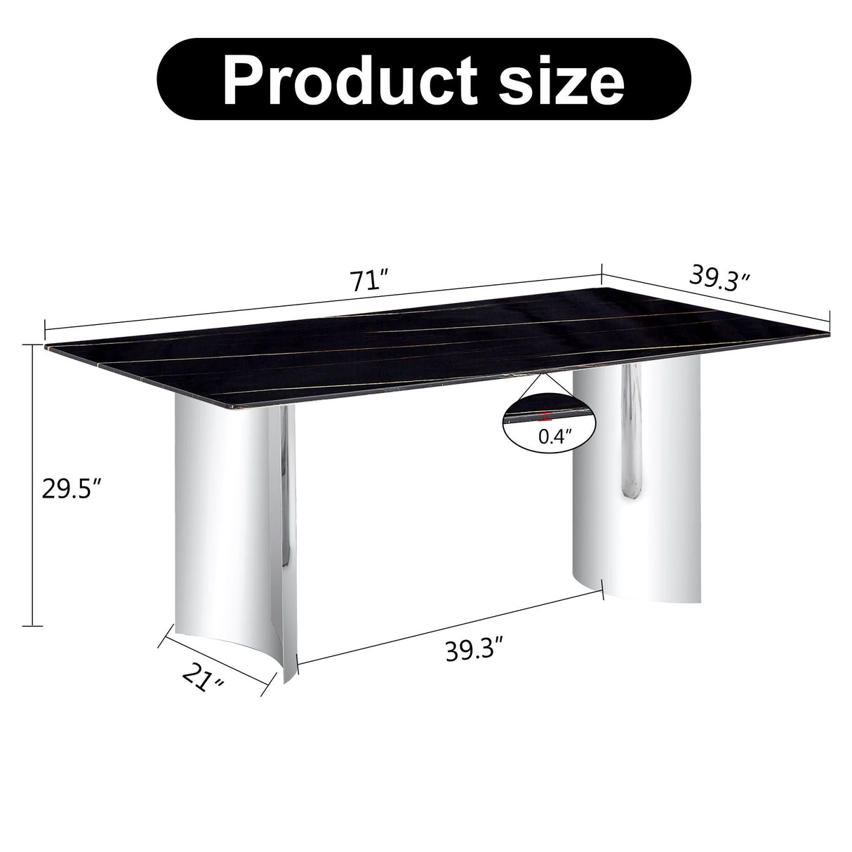 Modern Minimalist Dining Table With Imitation Marble Glass Desktop And Metal Legs