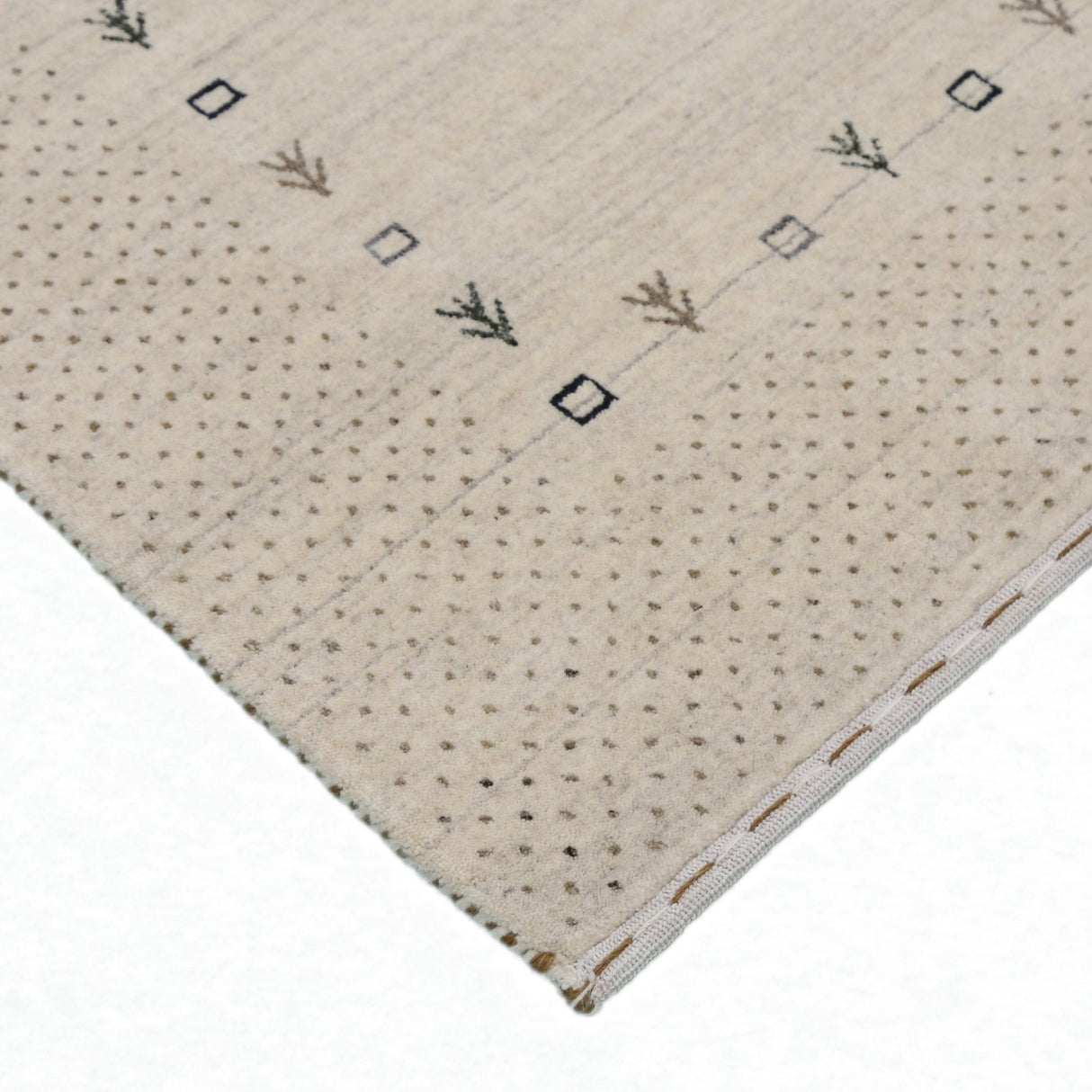 Beige Contemporary Gabbeh Border Design Hand Loomed Wool Rug