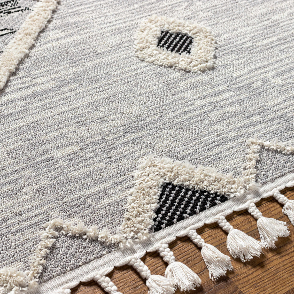 Belance High/Low Pile Rug with Tassels - Clearance