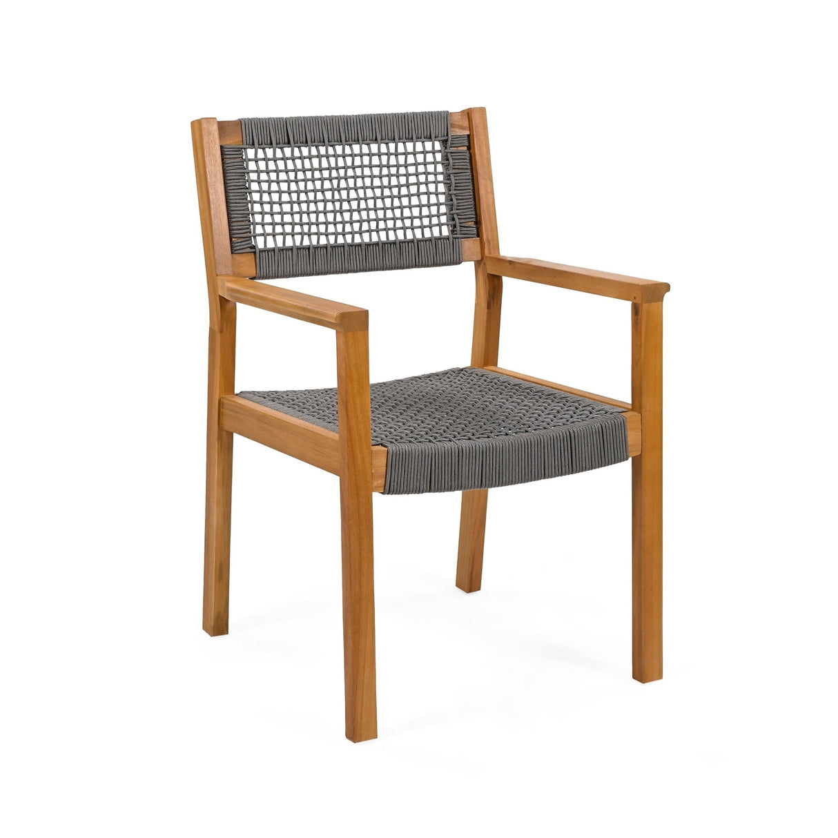 Belladom Wood and Rope Dining Chair with Open Back, Set of 2 - Dining Chairs
