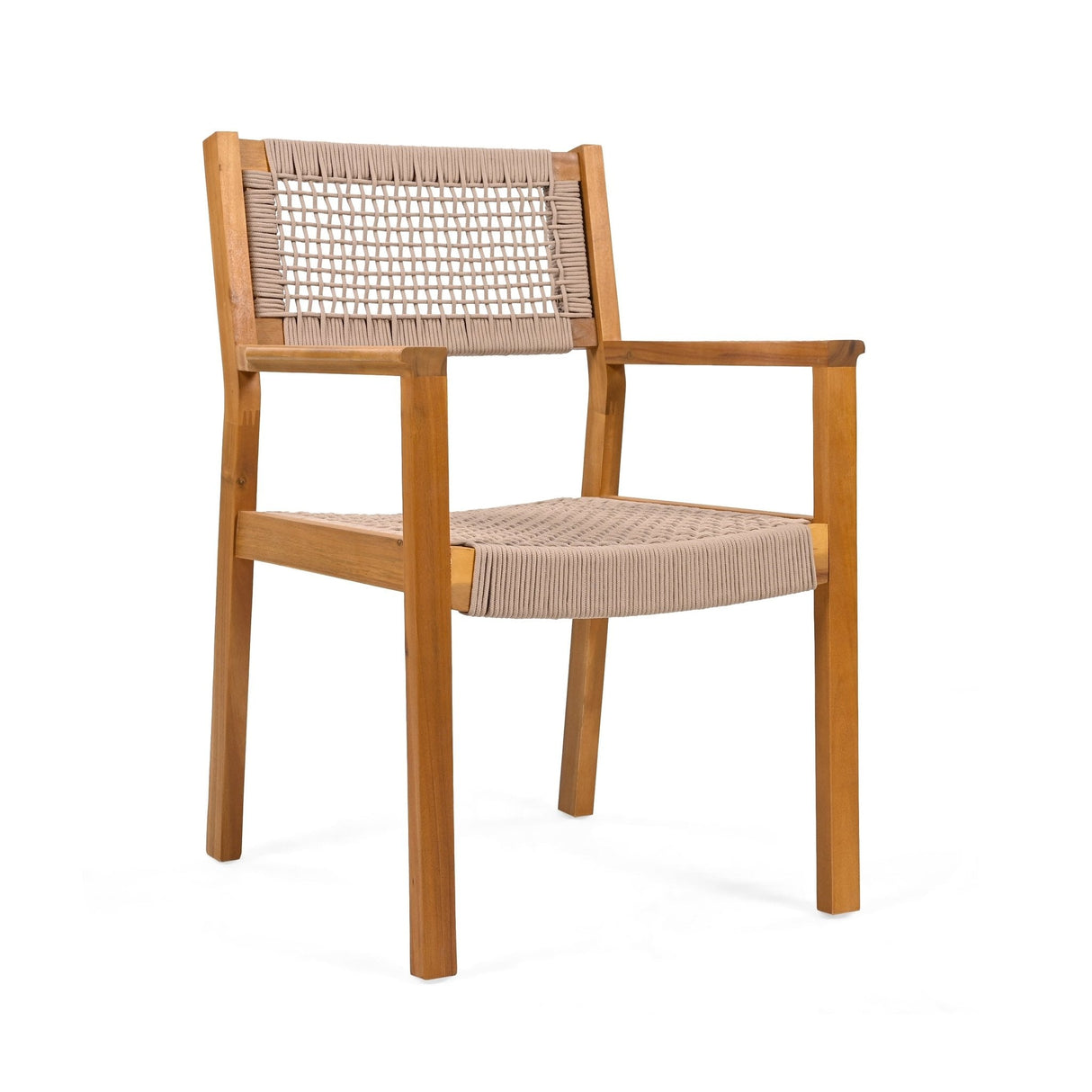 Belladom Wood and Rope Dining Chair with Open Back, Set of 2 - Dining Chairs