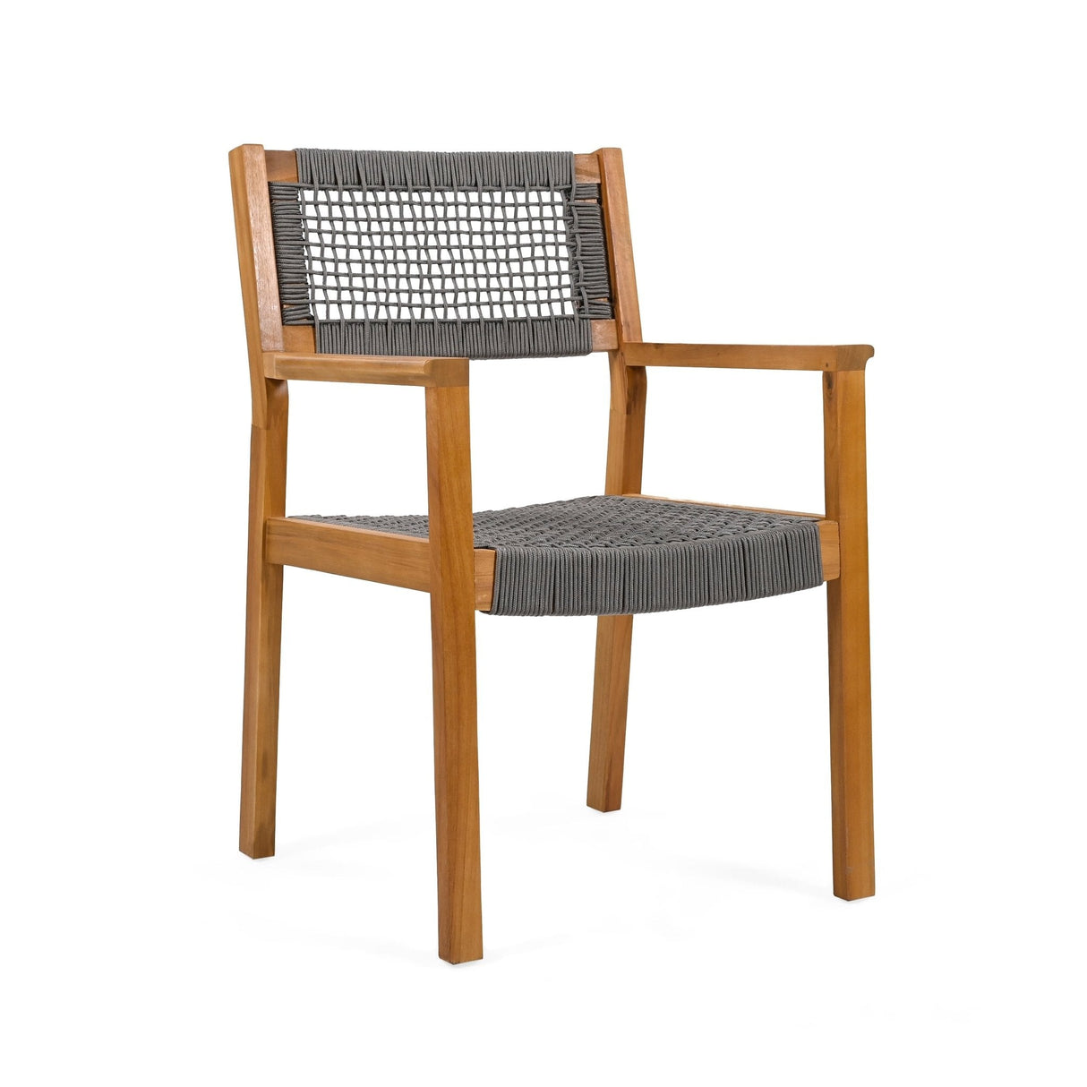 Belladom Wood and Rope Dining Chair with Open Back, Set of 2 - Dining Chairs