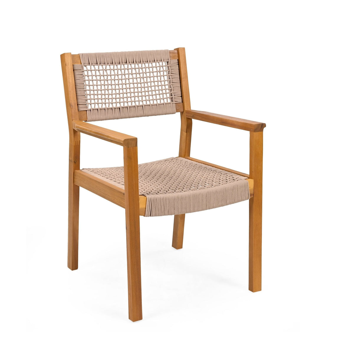 Belladom Wood and Rope Dining Chair with Open Back, Set of 2 - Dining Chairs