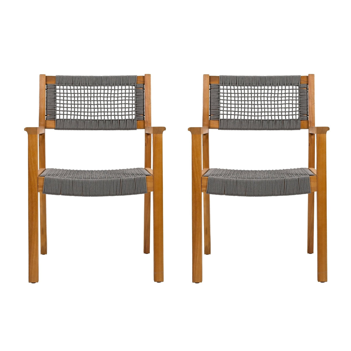 Belladom Wood and Rope Dining Chair with Open Back, Set of 2 - Dining Chairs