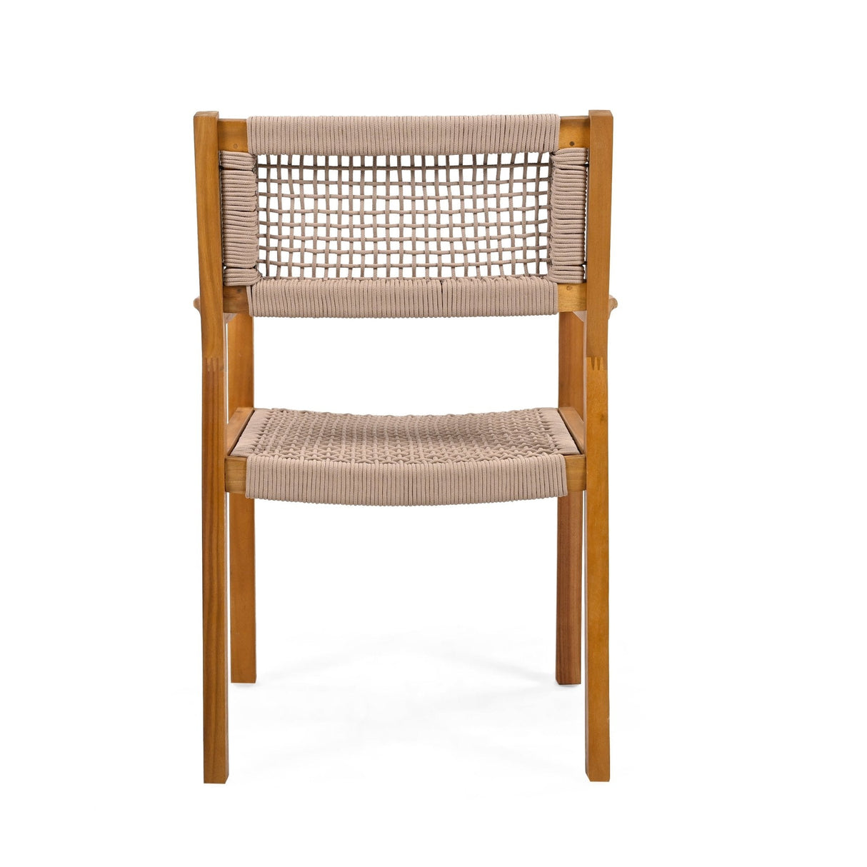 Belladom Wood and Rope Dining Chair with Open Back, Set of 2 - Dining Chairs