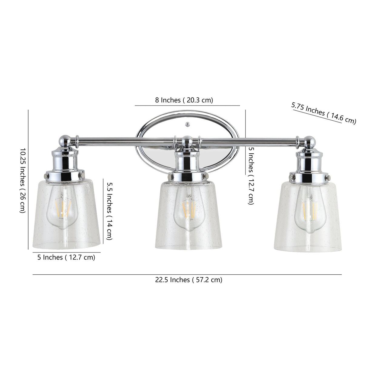 Beverly 3 - light iron/seeded glass classic cottage led vanity light - Tuesday Morning - Bathroom Vanity Lights